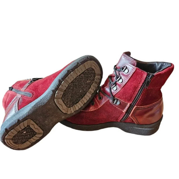 Saute Mouton Riley Suede Leather Boho Fall Winter  Women's Ankle Boots Red Sz 38 - Picture 6 of 16